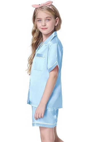 light blue silk pajamas thumbnail 3