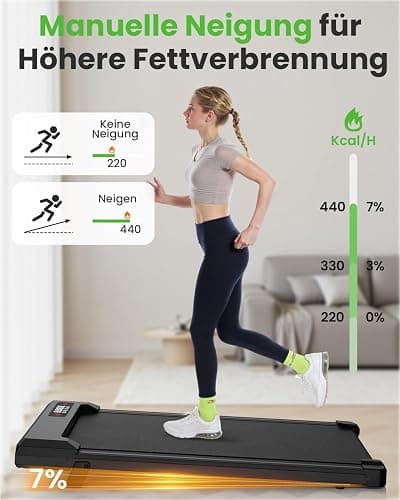 HomeFitnessCode Walking Pad für Zuhause mit Neigung - Laufband Laufpad Steigung Untertisch Elektrisch 1-8 KMH Walking Band thumbnail 2