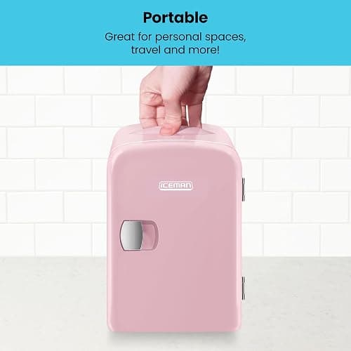 Chefman - Iceman Mini Fridge, 4 Liter/6 Can, Portable, Provides Compact Storage For Skincare, Snacks, Beverages and More, Cooler and Warmer Personal Fridge, Home/Car/Bedroom, Pink thumbnail 6