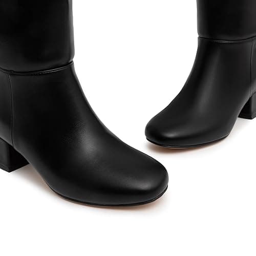 Athlefit Knee High Boots for Women Chunky Low Heel Fashion Round Toe Tall Boots thumbnail 5