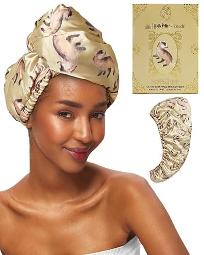 Kitsch Harry Potter x Satin Microfiber Hair Towel Wrap for Women - Super Absorbent, Quick Dry, Anti-Frizz, for Long & Short Hairs, Turbans for Women, Hair Wrap - Hufflepuff thumbnail 6