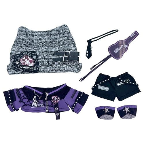 niannyyhouse 20cm Plush Doll Clothes Hat Jacket Pants Tie Shoes Accessories Purple Outfit 8in Plush Toy Dress Up - Image 1
