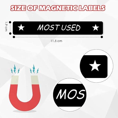Tenare Toolbox Organization Magnetic Labels - 66 Pcs Steel Tool Chest Drawer Labels (4.5x0.75) |Magnets, Quick & Easy Organizer | Fits All Brands, Cabinets & Tool Boxes(Black) thumbnail 2