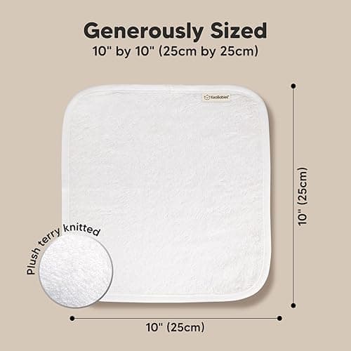 6-Pack Organic Baby Washcloths - Soft Viscose from Bamboo Washcloth, Baby Wash Cloths, Baby Wash Cloth for Newborn, Kids, Bath Baby Towels, Face Towel, Face Cloths for Washing Face (White) - White thumbnail 2
