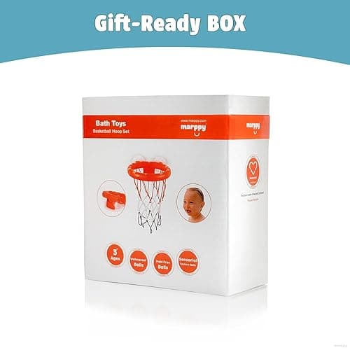 MARPPY ​Bath Toys – Bathtub Basketball Hoop for Toddlers and Kids, Mold-Free Shower Toy with 4 No-Hole Balls, Fun Bathtub Toys for Boys and Girls - Orange 4 Balls (2 Stripes, 2 Without Stripes) thumbnail 9