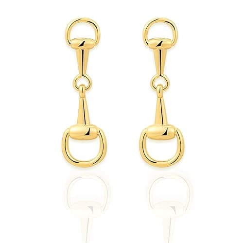 Dainty Horsebit Dangle Brass Earrings in Gold or Silver – Modern Equestrian Snaffle Bit Heritage Style. Hypoallergenic, Lightweight Everyday Horse Jewelry, Nickel Free Minimalist Western Earrings thumbnail 7
