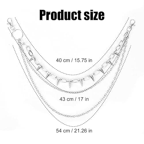 Pants Chain for Men, Lobster Clasp Pocket Wallet Chain Fashionable Metal Punk Belt Chain Cool Biker Hip Pop Goth Rock Trouser Jeans Chains Goth Accessories Punk Accessories for Women (Silver) thumbnail 2