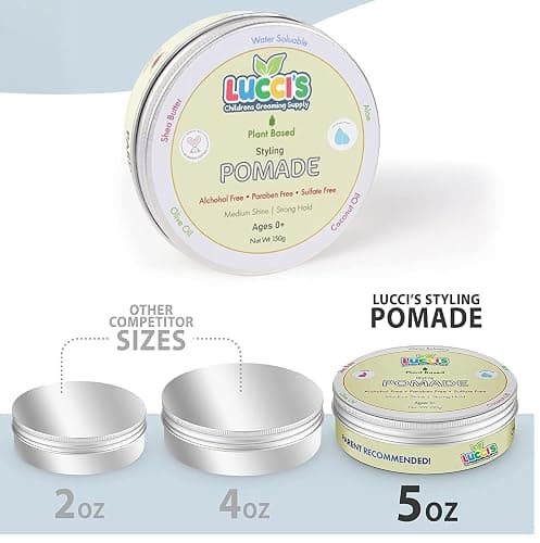 LUCCI’S CHILDRENS GROOMING SUPPLY Baby Hair Gel – 5oz Plant-Based Styling Hair Pomade for Infants – No Parabens or Sulphates – Medium Shine and Strong Hold Hair Paste for Kids thumbnail 6