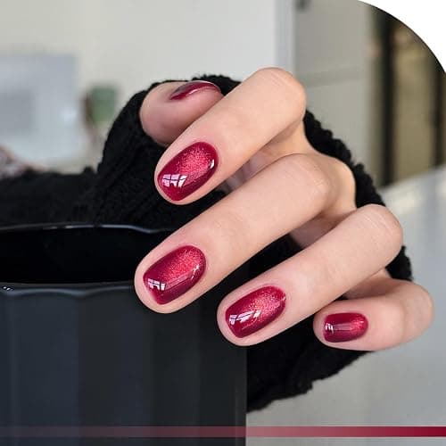 GAOY Glassy Cat Eye Gel Nail Polish, 16ml Glitter Holographic Nail Polish with Magnet, Reflective Translucent UV Gel, 2220 Ruby Crystal thumbnail 3