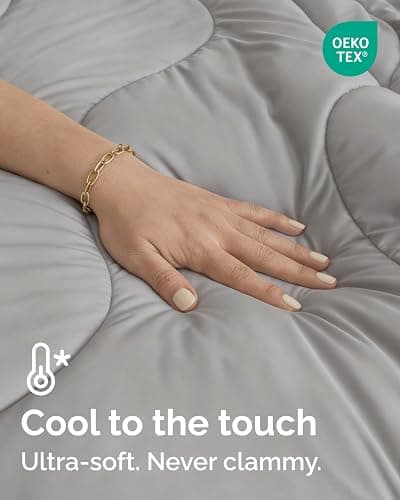 Cooling Comforter Twin/Twin XL Size - Cooling Blanket for Hot Sleepers and Night Sweats - Summer Comforter for Twin/Twin XL Size Beds - Soft, Breathable Cold Blanket for Sleeping - 60x90 (Light Grey) thumbnail 2