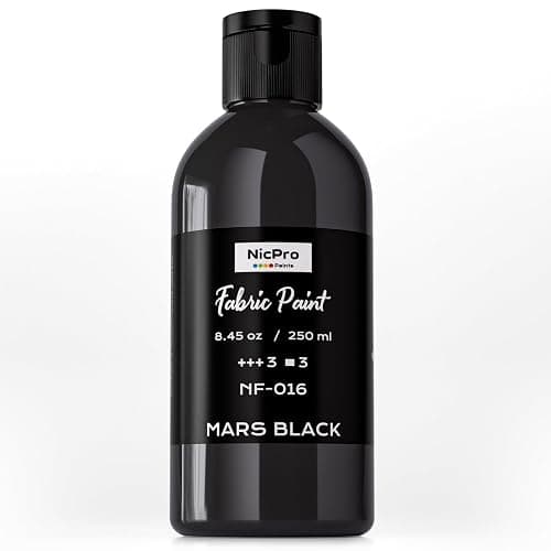 Nicpro Black Fabric Paint for Furniture, 8.45 oz (250 ml) Fabric Paint for Clothes Permanent, Soft Rich Pigment Non-Toxic Textile Paint for Fabric DIY Crafts T-shirts Shoes Jeans for Kid Adult - Image 1