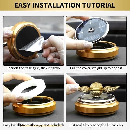 Golden Fidget Spinner Solar Energy Toy, Car Air Freshener Dashboard Decoration Powered by Sunshine, Cool Science Kit Spinning Ball Toy with Solar Panels, Premium Gift for Boyfriend Men Women thumbnail 5