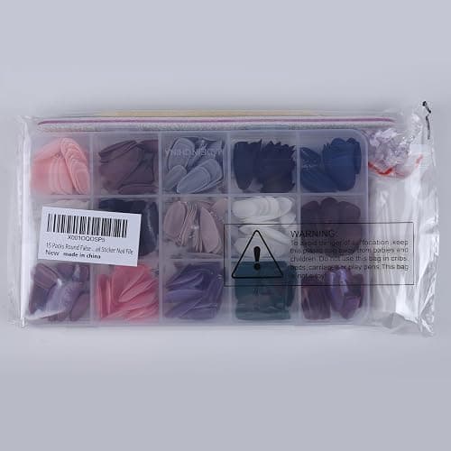 Teenitor 15 Packs Short Oval False Nails with Glue, Matte & Chrome Glitter Press on Nails Short, 360pcs Fake Nails Set with Glue on Nails for Women Girls Short Coffin Nails Tips with Nail Art Sticker thumbnail 8