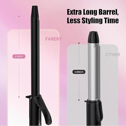 Farery Long Barrel Curling Iron 3/4 Inch, Extra Long Curling Iron for Tight Curls, Ceramic Curling Wand Infused Argan Oil & Keratin, Long Lasting, 11 Adjustable Temp, Include Clips & Silicone Pad thumbnail 3