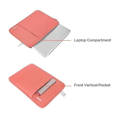 MOSISO Laptop Case 13.3 inch, 13-13.3 inch Laptop Sleeve Compatible with MacBook Air/Pro 13/Pro 14 M5 M4 M3 M2 M1, HP Dell ASUS Lenovo,Polyester Vertical Computer Sleeve Bag with Pocket, Coral thumbnail 4