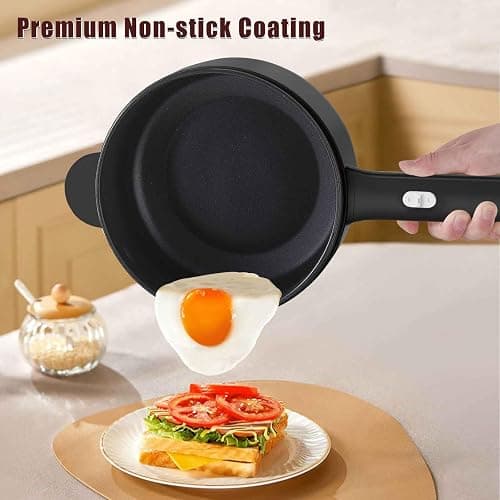Dezin Hot Pot Electric, 2L Non-Stick Sauté Pan, Rapid Noodles Cooker, Mini Portable Pot for Steak, Egg, Fried Rice, Ramen, Oatmeal, Soup with Power Adjustment & Spatula, College Dorm Room Essential thumbnail 3