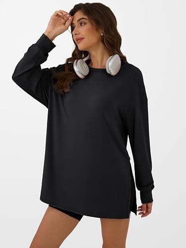 ANRABESS Women's Oversized Long Sleeve shirts Fall Workout Tunic Tops Athletic Gym Tshirts Soft Basic Tees 2025 Outfits thumbnail 5