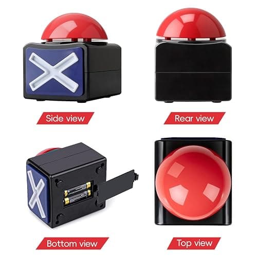 2 Pack Game Buzzers with Lights & Sound - Quiz Buzzer Buttons for Family Feud, Trivia, Talent Shows - Party Contest Props Red LED & 3-Second Alarm thumbnail 4
