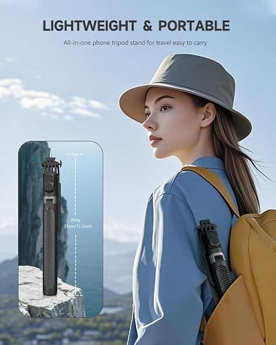 RISEOFLE Phone Tripod & Selfie Stick, 180cm Aluminum All in One Extendable Tripod for Smartphone, Portable Travel Phone Stand for Filming, with Wireless Remote for iPhone/Samsung/Android/Camera thumbnail 6