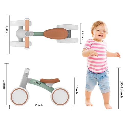 SEREED Baby Balance Bike for 1 Year Old Boys Girls 12-24 Month Toddler Balance Bike, 4 Wheels Toddler First Bike, First Birthday Gifts thumbnail 3