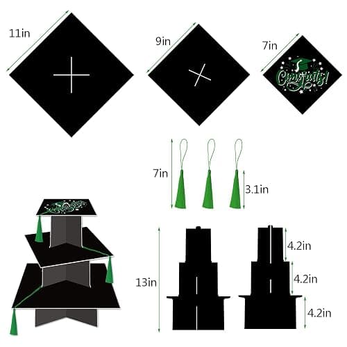 KALEFO Graduation Decorations 2026 Graduation Cap Cupcake Stand with Tassel Graduate Party Favors Table Decor Grad Party Supplies (Green) thumbnail 3