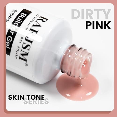 RARJSM Rubber Base Coat Gel Polish Nude Dirty Pink Skin Tone Rubber Base Gel for Nails Natural Nude Color French Manicure Extend Gel Soak Off Curing Requires Single Bottle 15ml Salon Home DIY Use thumbnail 4