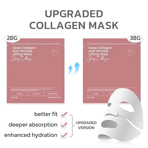 GNJOY Collagen Face Mask Deep Anti Wrinkle Lifting Hydrating Overnight Masks 38g x 4ea, Tightening, Moisturizing, Pore Minimizing, Skin Care Mask thumbnail 7