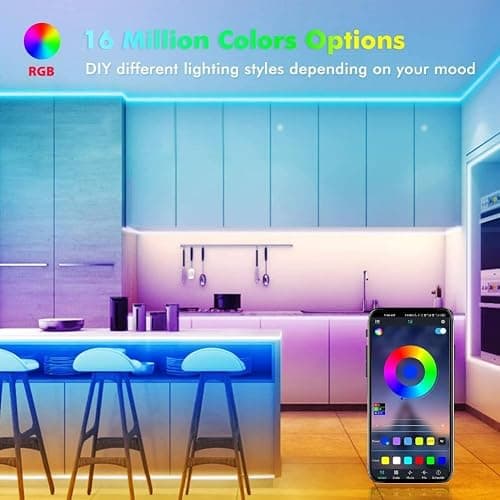 anso 100ft 50ft LED Strip Lights for Room TV PC Back Light Tape 5050 RGB Bluetooth APP USB (5m/16.4ft USB Set) thumbnail 7