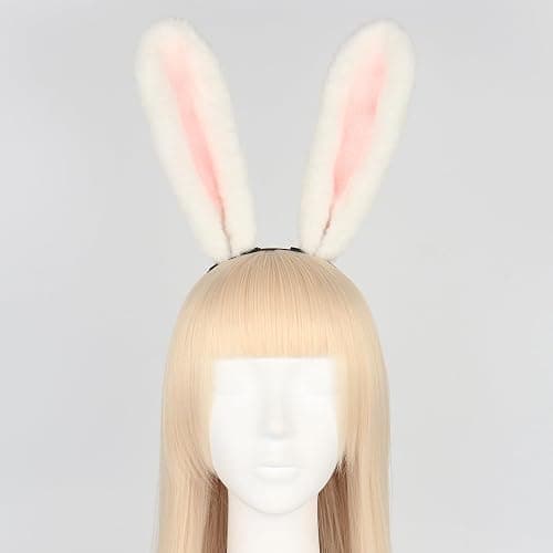 JUNBOON Plush Furry Bunny Headwear Faux Fur Rabbit Ear Headband Cosplay Costume Hair Accessories thumbnail 4