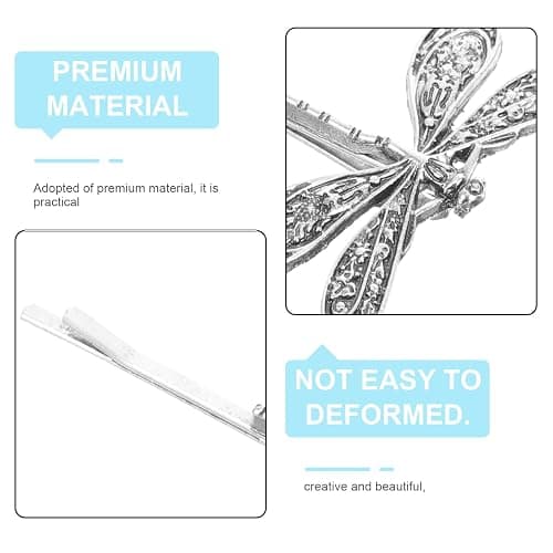 LALAFINA 4Pcs Vintage Dragonfly Hair Clips Dragonfly Bobby Pins Side Clip Wedding Hair Clips Vintage Bobby Pins for Women Wedding, Ancient Silver thumbnail 2