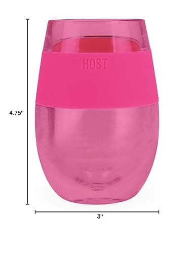 Host Cooling Cup Set of 1 Plastic Double Wall Insulated Freezable Drink Chilling Tumbler with Freezing Gel, Wine Glasses for Red and White Wine, 8.5 oz, Translucent Magenta thumbnail 3