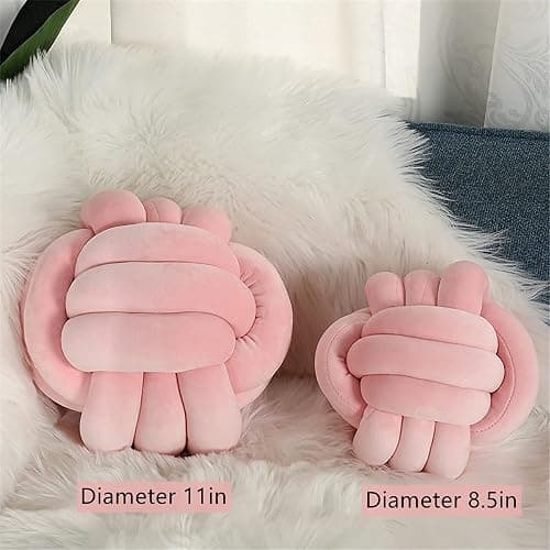 PUXU Knot Pillow Ball,Round Decorative Throw Pillow (Pink,8.5in) | Children Room Decoration Plush Toys Calming Stress Relief Toy, Soft Plush, Cozy Decor for Bedroom, Sofa, Kids Playroom thumbnail 4