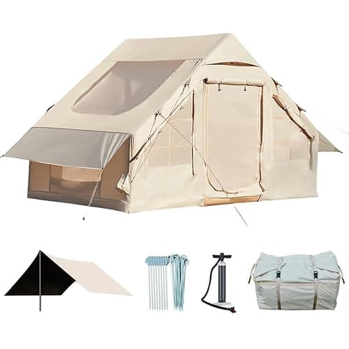 YOLENY Inflatable Tent for Camping, 4-6 Person Instant Glamping Camping Tents with Large TPU Skylight and Rainproof Canopy, Easy Setup Waterproof Camping Tent for All Seasons Included Hand Pump