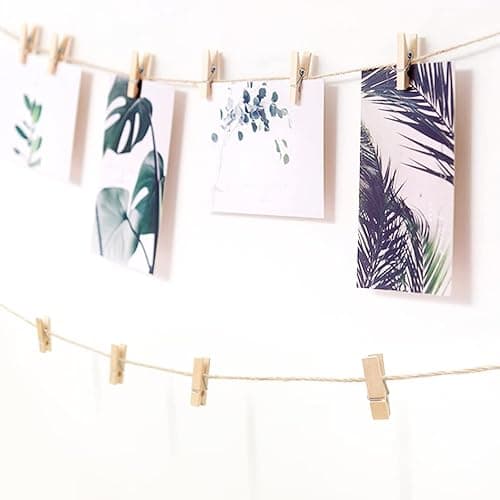 Photo Hanging Display with 50 Photo Clips, String Hanging Pictures Decor Wall Display, Clip Photo Holders for Hanging Kids Artwork On Wall Decor Home thumbnail 9