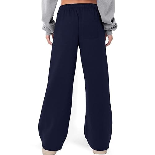 Bacrelax Women's Wide Leg Sweatpants Fleece Lined Baggy Straight Leg Lounge Pants Athletic Joggers with Pockets Fall Outfits thumbnail 4