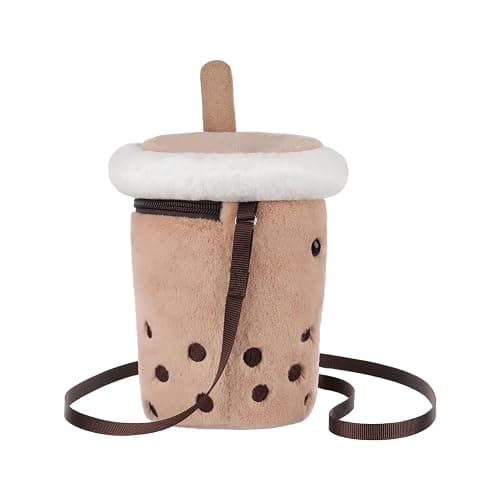 Apricot Lamb Boba Tea Shaped Crossbody Plush Purse for Toddlers and Teen Girls, Stuffed Animal Shoulder Bag, Kids Fashion Handbags thumbnail 5