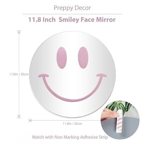 Dremisland Wall Mirror Preppy Room Decor for Teen Girls Dorm Room Decor Aesthetic Acrylic Mirror Round Mirror for Apartment Living Room, Bedroom, Vanity, Entryway, Hallway (Light Pink) - Light Pink thumbnail 3