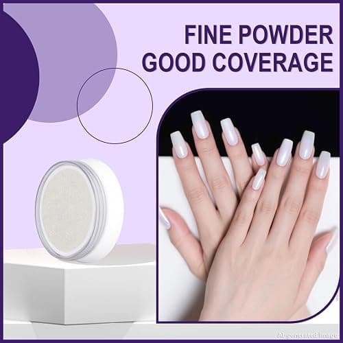 Artdone Chrome Nail Powder Magic White Pearl Kit Mirror Effect Silver Metallic Holographic Dip Nail Powder For Resin Craft & Nail Art Decoration thumbnail 5