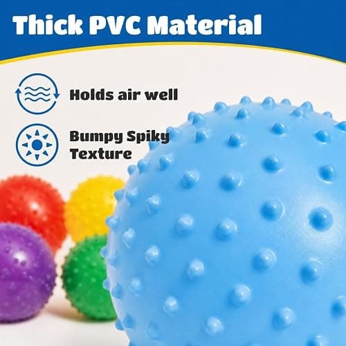 Bedwina Mini Knobby Balls - Bulk 5 Inch Sensory Balls and Spiky Massage Stress Balls with Pump, Fun Bouncy Ball Party Favors thumbnail 6
