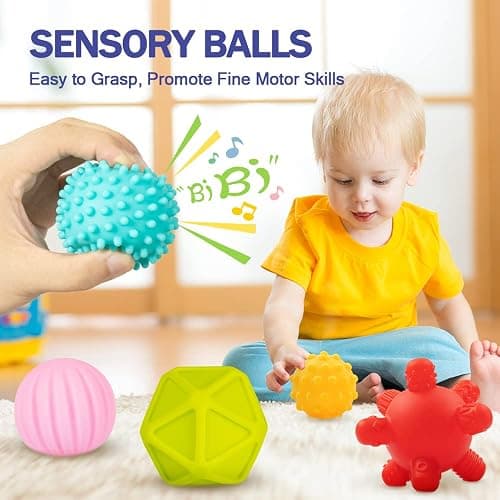 Jyusmile Baby Toys 6-12 Months, Montessori Toy for Babies 6-12 Months, Incl Stacking Building Blocks & Soft Infant Teething Toys & Sensory Balls for Toddlers 0-3-6-9-12 Month thumbnail 6