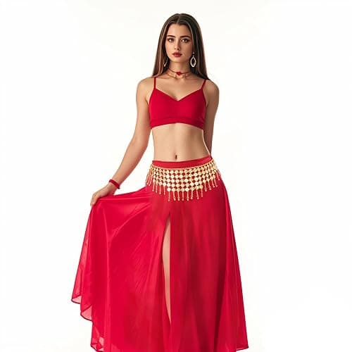 Topbuti Coins Belly Dance Hip Scarf Belt Belly Dancing Coins Skirts Chain Belt for Bellydance Halloween Costume Accessory thumbnail 2