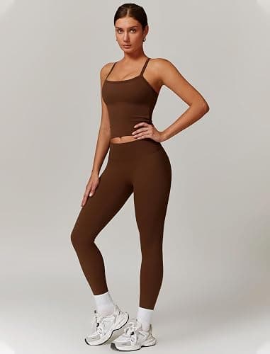 QBGJTD Womens Workout Sets Two Piece Cross Back Tank Top Matching High Waist Leggings Sets Gym Outfits Work Out Clothes thumbnail 2