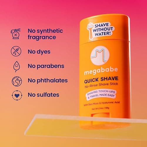 Megababe Quick Shave No-Rinse Shave Stick | Shaving Touch-Ups & Travel Made-Easy | with Sea Moss & Hyaluronic Acid | 2.4 oz thumbnail 7