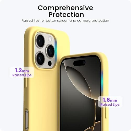 ORNARTO Compatible with iPhone 16 Pro Max Case 6.9", Slim Liquid Silicone 3 Layers Soft Gel Rubber Shockproof Protective Case with Anti-Scratch Microfiber Lining-Buttercream Yellow thumbnail 4