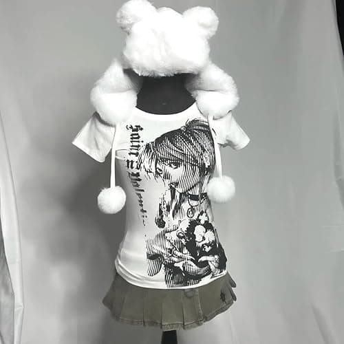 Graphic Tees Y2k Baby Tee Teens 2000s Vintage T Shirts Emo Grunge Printed Summer Crop Tops 2024 thumbnail 4