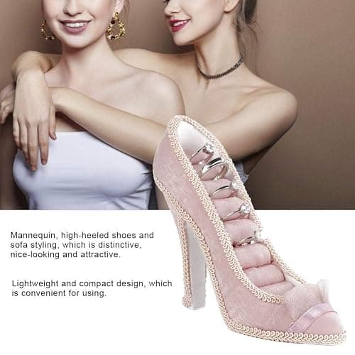 Jewelry Display- Lady Model Dress High-heeled Shoes Earring Necklace Ring Jewelry Holder Stand Display Princess Dress Necklace Jewelry Stand Holder for Women Girl Gifts(High-heeled) thumbnail 8