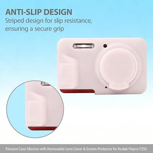Frevyve Case for Kodak PIXPRO FZ55 Digital Camera Accessories, Soft Silicone Protective Case, Slim Fit Sleeve with Removable Lens Cover and Screen Protector, Lightweight, Anti-Scratch (Jelly Pink) thumbnail 5