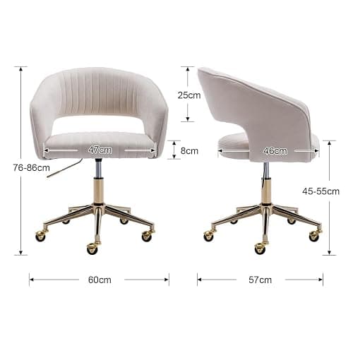 Ya-Home Chenille Home Office Chair Modern Swivel Vanity Chair with Height Adjustable for Adults Teens Bedroom, Beige thumbnail 2