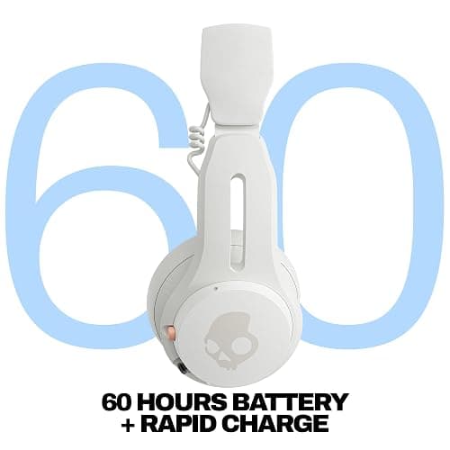 Skullcandy Icon ANC Wireless On-Ear Bluetooth Headphones, Active Noise Cancelling, 60 Hours Battery, Sweat Water Resistant, Foldable Durable Travel Ready, Microphone for iPhone Android - Bone thumbnail 3