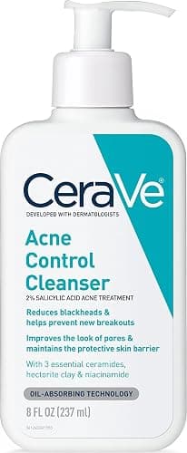 CeraVe Acne Treatment Face Wash, Salicylic Acid Cleanser with Purifying Clay, Niacinamide, and Ceramides, Pore Control and Blackhead Remover, 8 Ounce - Image 1